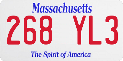 MA license plate 268YL3