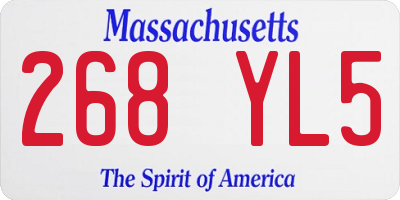 MA license plate 268YL5