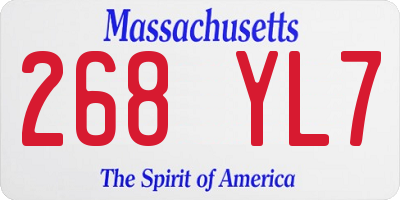 MA license plate 268YL7