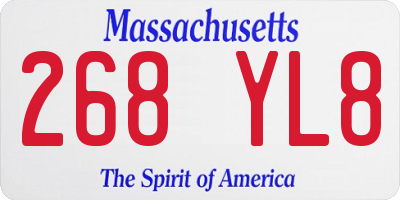 MA license plate 268YL8