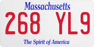 MA license plate 268YL9