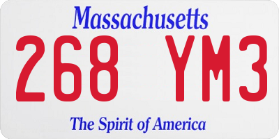 MA license plate 268YM3