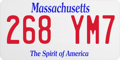 MA license plate 268YM7