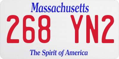 MA license plate 268YN2
