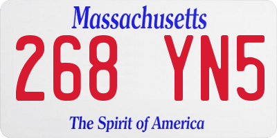 MA license plate 268YN5