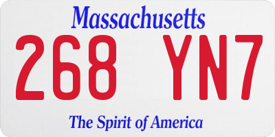 MA license plate 268YN7