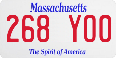 MA license plate 268YO0