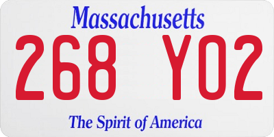 MA license plate 268YO2