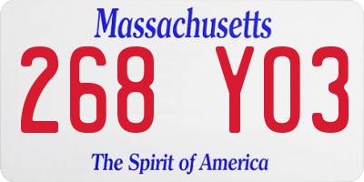 MA license plate 268YO3