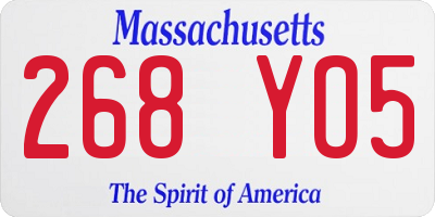 MA license plate 268YO5