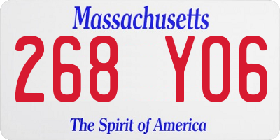 MA license plate 268YO6