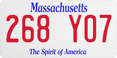 MA license plate 268YO7