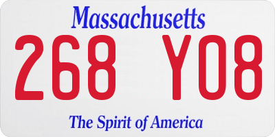 MA license plate 268YO8