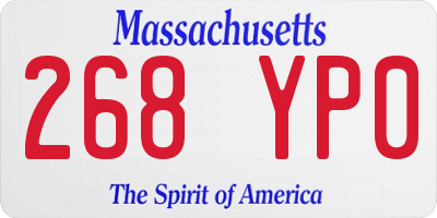 MA license plate 268YP0