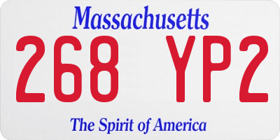 MA license plate 268YP2