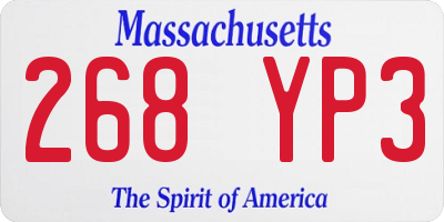 MA license plate 268YP3