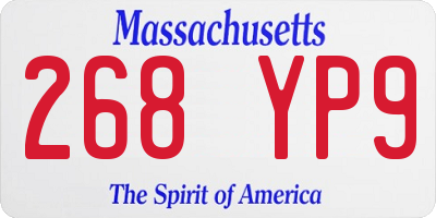 MA license plate 268YP9