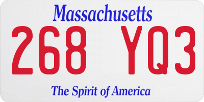 MA license plate 268YQ3