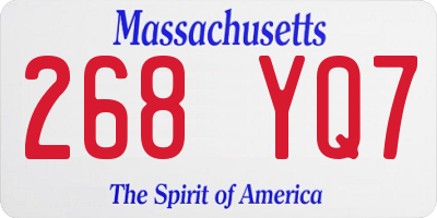 MA license plate 268YQ7
