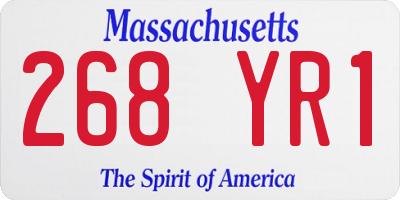 MA license plate 268YR1
