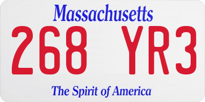 MA license plate 268YR3