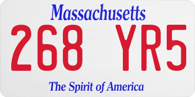 MA license plate 268YR5