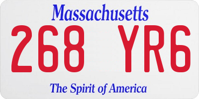 MA license plate 268YR6