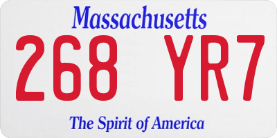 MA license plate 268YR7