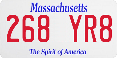 MA license plate 268YR8