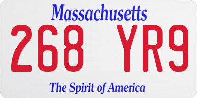 MA license plate 268YR9