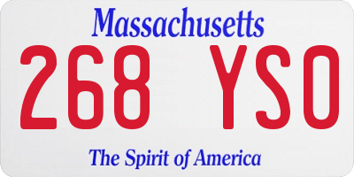 MA license plate 268YS0