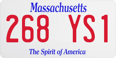 MA license plate 268YS1