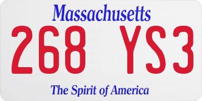 MA license plate 268YS3