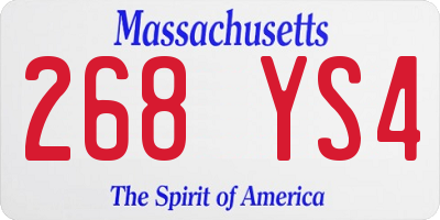 MA license plate 268YS4