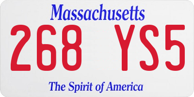 MA license plate 268YS5