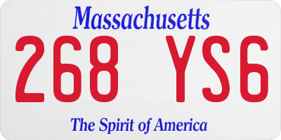 MA license plate 268YS6