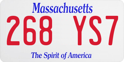 MA license plate 268YS7