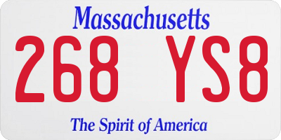 MA license plate 268YS8