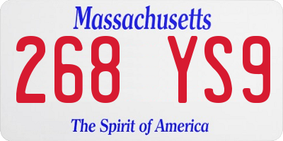MA license plate 268YS9