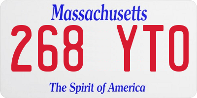 MA license plate 268YT0