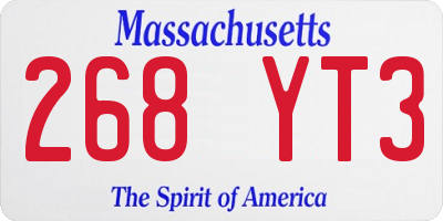 MA license plate 268YT3