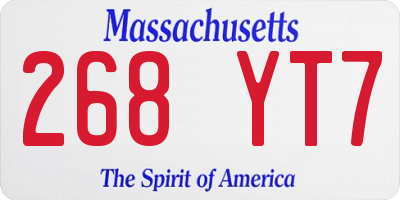 MA license plate 268YT7