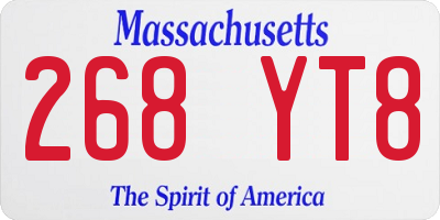 MA license plate 268YT8