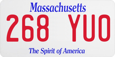 MA license plate 268YU0