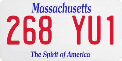 MA license plate 268YU1