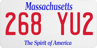 MA license plate 268YU2