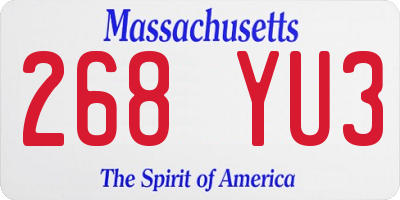 MA license plate 268YU3