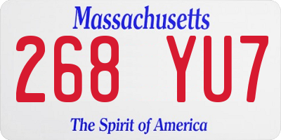MA license plate 268YU7