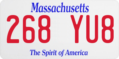 MA license plate 268YU8