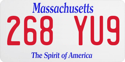 MA license plate 268YU9